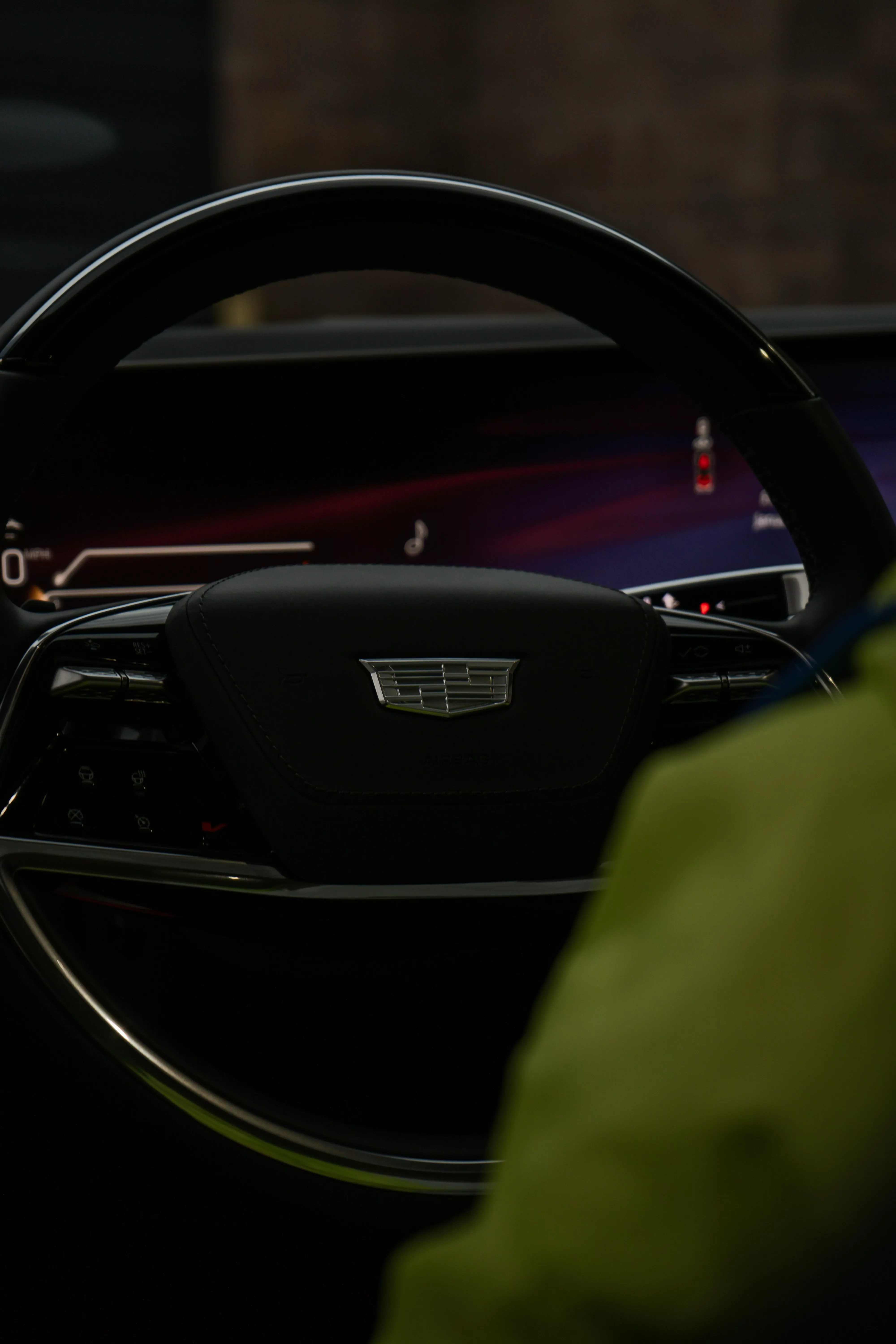 Cadillac Escalade IQ steering wheel and premium interior detail for Ghost Carriage